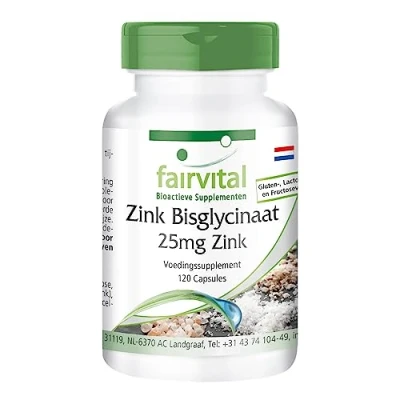 Afbeelding van Fairvital Zink hoog gedoseerd 25mg uit Bisginaat VEGAN 120 Capsules