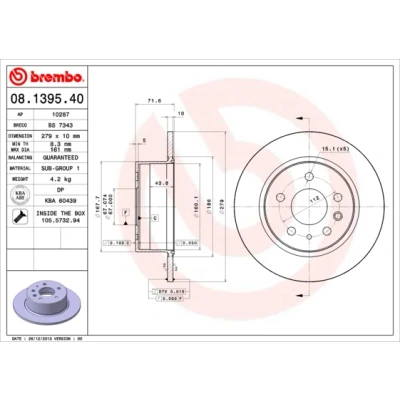 Afbeelding van Brembo Remschijf 08.1395.40