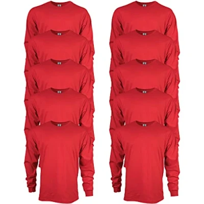 Afbeelding van Gildan heren Ultra Katoenen T shirt met lange mouwen, Stijl G2400, Rood, S