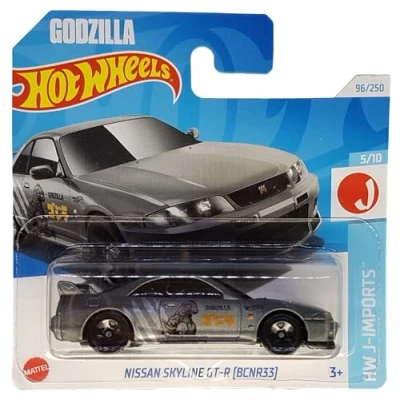 Afbeelding van Hot Wheels Nissan Skyline GT R Godzilla (BCNR33) HW J Imports 5/10 (96/250) HTD96 Grijs 2024 + Korte Kaartbescherming Frikimonkey