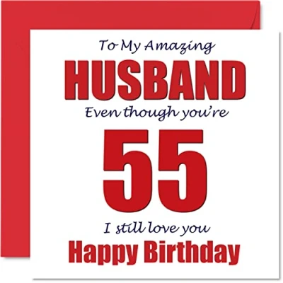 Afbeelding van Grappige 55e verjaardagskaarten voor echtgenoot 55 I Still Love You Gelukkige verjaardagskaart van echtgenote partner, vijfenvijftig manlief schertsgeschenken, 145 mm