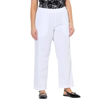 Afbeelding van Ulla Popken Dames 7/8 chinobroek Ruby, elastische tailleband, wijde, rechte pijpen, vrijetijdsbroek, White Out, 60