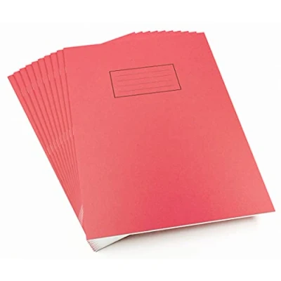 Afbeelding van Silvine A4 rood oefenboek, bekleed met marge 80 pagina&#039;s (Pack van 10)