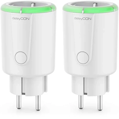 Afbeelding van deleyCON 2x Digitale Tijdschakelklok Aftelfunctie Timer Tijdschakelaar Schakelklok Stopcontact 15 tot 75 Minuten Schakeltijd max. 1800W Contactbeveiliging Binnenkant Wit