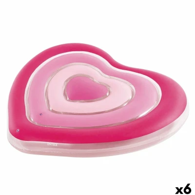 Afbeelding van Opblaasbaar matras Intex Hart 135 x 155 25 cm Roze (6 Stuks)