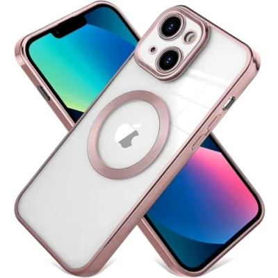 Afbeelding van Casemania Hoesje Geschikt voor Apple iPhone 13 Roze Siliconen Back Cover Magsafe