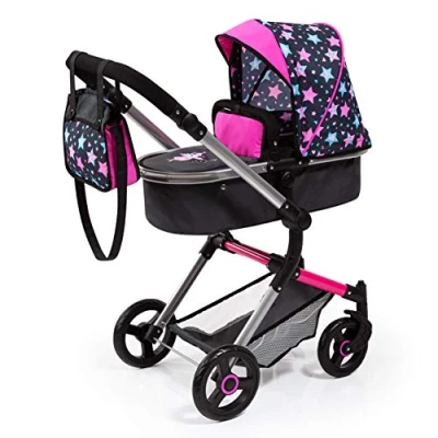 Afbeelding van bayer Design Neo Vario combi poppenwagen zwart, met sterren