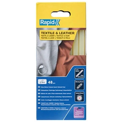 Afbeelding van Rapid Lijmpatronen voor Textiel en Leer, 48 Lijmsticks 190mm Lengte, Speciaallijm, Hete Lijm Lijmpistolen 11mm, 12mm