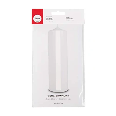 Afbeelding van Rayher 3103702 decoratieve was, wit, 2 wasplaten 20 x 10 cm, waxfolie om kaarsen te versieren, kaarsenwas, wasfolie