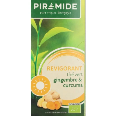 Afbeelding van Piramide Oppeppend Groene Thee Gember &amp; Kurkuma Bio 20 theezakjes