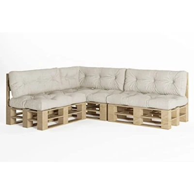 Afbeelding van Chilly Pilley Palletkussen Schuimvlokken Palletkussens Palletmeubels Palletbank Rugleuning Zitkussen Zijkussenset (Set Van 7 Ivoor)