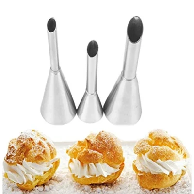 Afbeelding van 3 stuks spuitmonden, set van stuks, crèmespuitzakken, lange spuitmonden roestvrij staal, voor taarten, cupcake, bakken, accessoires en decoratie