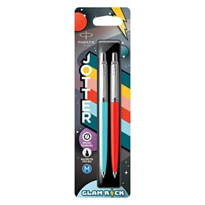 Afbeelding van Balpen Parker Jotter Originals 70&#039;s Glam Rock azure blue en red vermilion