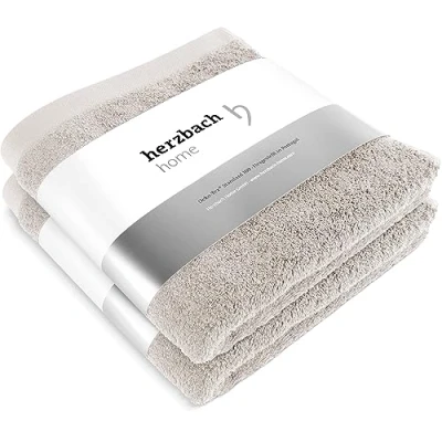 Afbeelding van HERZBACH HOME 2 Premium Handdoeken 50 x 100 cm (zandgrijs) Hoogwaardige, zachte en absorberende handdoek 100% natuurlijk katoen