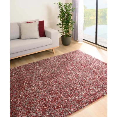 Afbeelding van Hoogpolig Tapijt/Vloerkleed Gemêleerd Blend Rood/grijs 80x150 Cm