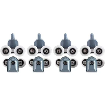 Afbeelding van TOPINCN Douche Deur Rollers Twin Bottom Top Pulleys Wheels Runners Badkamer Vervangende kit bovenste onderste rollen 8 Stks