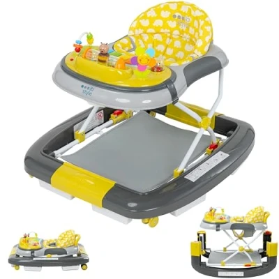 Afbeelding van ib style® Loopstoel Babywalker Baby Loopwagen Looptrainer Speelset en Dienblad Schommelfunctie Muziekfunctie Little World Lemon Grey