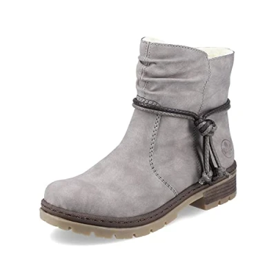 Afbeelding van Rieker DAMES Enkellaarzen Y7463, Vrouwen Enkellaarsjes,laarzen,halve laarzen,bootie,plat,Grijs (grau / 40),37 EU 4 UK