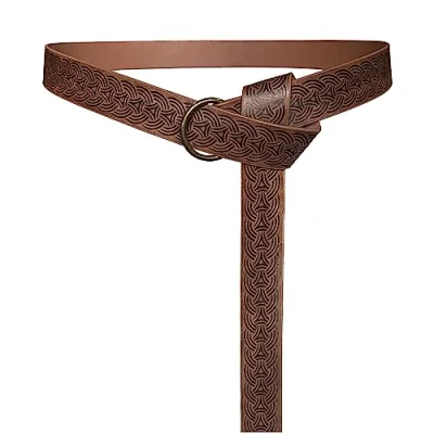 Afbeelding van HiiFeuer Middeleeuwse Reliëf PU Lederen O ring Riem, Retro Renaissance Ridder Riem(Bruin D)