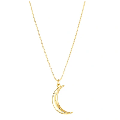 Afbeelding van Marama ketting Moon goud damesketting stainless steel met plating maan zirkonen glanzend cadeau dames hanger