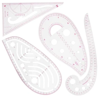Afbeelding van Baxcdyswe 4 stuks naailiniaal, Franse metrische plastic liniaal kromming naaien patroon tekening sjabloon