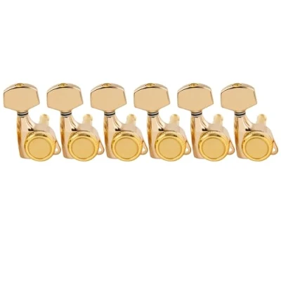 Afbeelding van Musiclily Pro 6 in line Ratio 18:1 Gesloten Gitaar Locking Tuners Stemmechanieken met Zeskant Buttons voor Strat Tele stijl Elektrische Gitaar, Goud