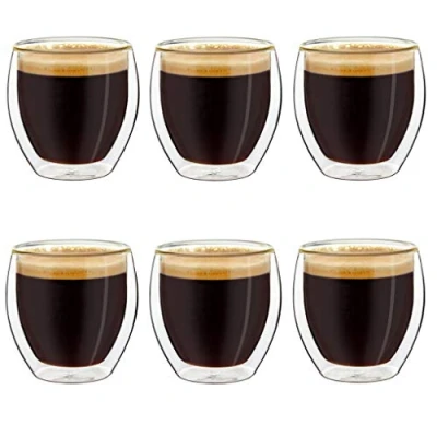 Afbeelding van Creano dubbelwandige espressoglazen, set van 6 100ml thermoglazen met zwevend effect espresso cups kpjesdouble wall of