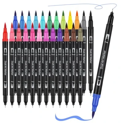 Afbeelding van EooUooIP Dual Brush Marker Pennen Tekening Markers, 24 psc kleur Fijne Tip Gekleurde voor Kunstprojecten Ideaal Kunsten, Studenten en DIY