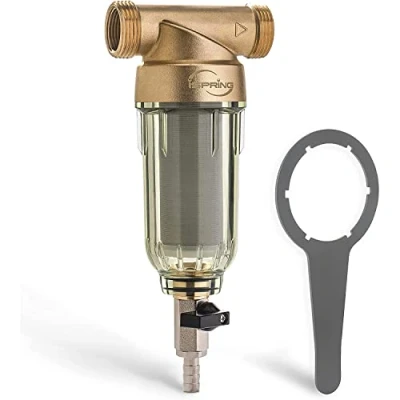 Afbeelding van iSpring WSP50 E Herbruikbaar sedimentfilter voor het hele huis, wasbaar filtervoorfilter, 50 micron, G 1 3/4 inch, spin down acqua filter, loodvrij messing