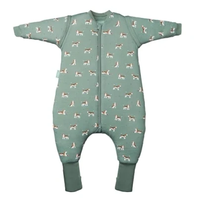 Afbeelding van molis&amp;co Babyslaapzak met voeten, 0,5 TOG, zomerslaapzak voor jongens, kinderslaapzak pijpen, 100% katoen, Oeko Tex 100, premium kwaliteit, ballonnen (100 cm)