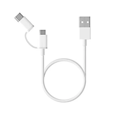 Afbeelding van Originele USB naar Micro &amp; C kabel 0.3 Meter van Xiaomi 3 / Wit