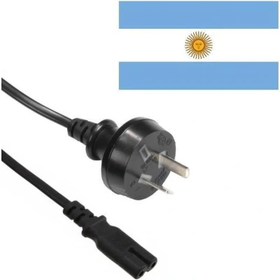 Afbeelding van Stroomkabel met rechte C7 plug en Argentijnse (type I) stekker 2x 0,75mm / zwart 2,5 meter