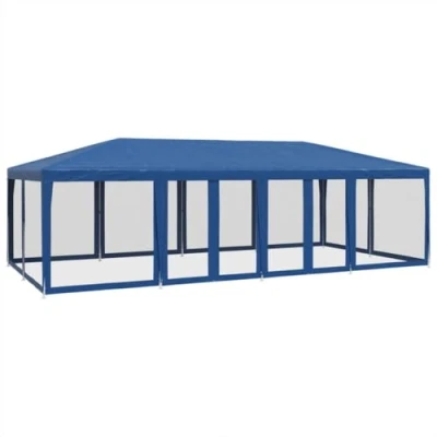 Afbeelding van Partytent met 12 mesh zijwanden 8x4 m HDPE blauw