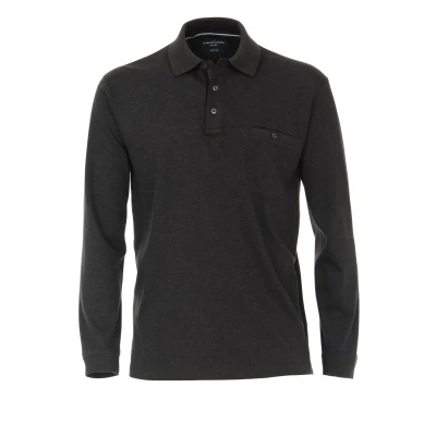 Afbeelding van Casa Moda polo Long Sleeves Antraciet maat 3XL Heren Longsleeve met Regular fit Pasvorm Polyester