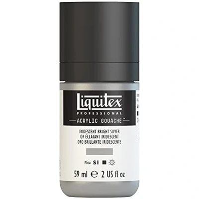 Afbeelding van Liquitex 2059236 Professional Acrylic Gouache, acrylverf met gouache eigenschappen, lichtecht, watervast 59ml Fles, Iridescent Bright Silver