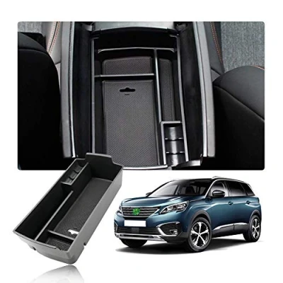 Afbeelding van YEE PIN auto Central Console opbergdoos voor 3008 5008 SUV 2021 2016/DS 7 Crossback accessoires interieur handschoenenvak organizer dienblad met antislipmat
