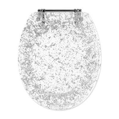 Afbeelding van Navaris toiletbril met glitter design Transparante wc bril 42 x 36 4,5 cm Makkelijk te bevestigen