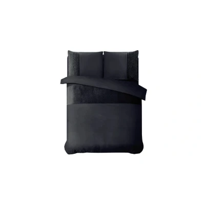 Afbeelding van Dekbedovertrek Velvet Crossline Eenpersoons (140x220 cm) Zwart Microvezel Dessin: Effen Sleeptime Dekbed Discounter.nl