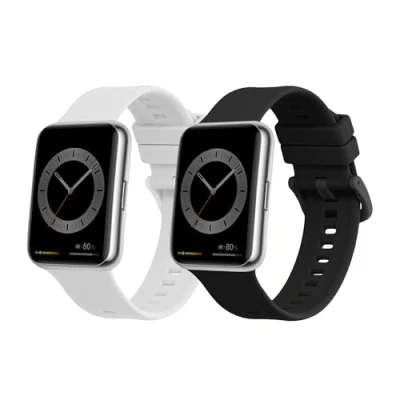 Afbeelding van kwmobile 2x armband geschikt voor Huawei Watch Fit 2 Bandjes fitnesstracker in zwart / wit