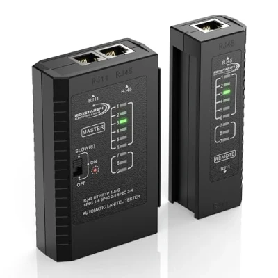 Afbeelding van RedStar24 Netwerktester, prestatietester met RJ11, RJ12, RJ45 voor patchkabels, testleds nauwkeurig testen en controleren van LAN netwerkkabel, ideaal patchkabel leidingtests