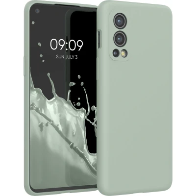Afbeelding van kwmobile telefoonhoesje geschikt voor OnePlus Nord 2 5G Hoesje met siliconen coating Smartphone case in grijsgroen