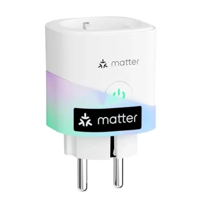 Afbeelding van meross Matter WLAN stopcontact met stroomverbruik, 16A slim elektriciteitsmeter voor balkoncentrale, werkt Apple Home, Alexa en Google stembediening, toegang op afstand