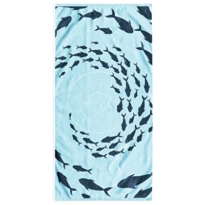 Afbeelding van DecoKing Strandlaken groot 90x180 cm katoen badstof velours badhanddoek blauw donkerblauw shoal