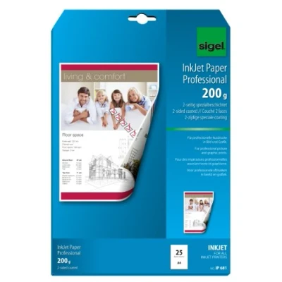 Afbeelding van Inkjetpapier Sigel A4 200grs hoogwit 25 vel speciale coatin