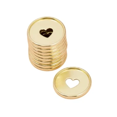 Afbeelding van Craftelier Metalen schijven M met gestanst hart, voor scrapbooking bindingen planners, dagboeken, notitieboeken of albums, 9 stuks, 35 mm, goudkleurig