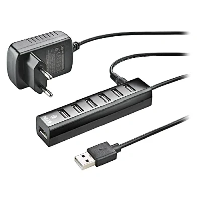 Afbeelding van NGS IHUB7 TINY USB 2.0 Hub 7 poorten met stroomadapter 5V/1A, Universele compatibiliteit, “Plug and Play&quot;