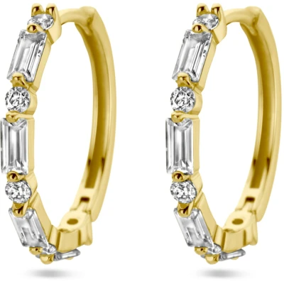 Afbeelding van Zilver Verguld (Geel) Klapoorringen Zirkonia 1 Micron 2103536