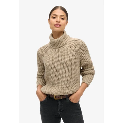 Afbeelding van Superdry Slouchy Stitch ROLL NECK Trui, Dames, Maat: 40, Soft beige marl