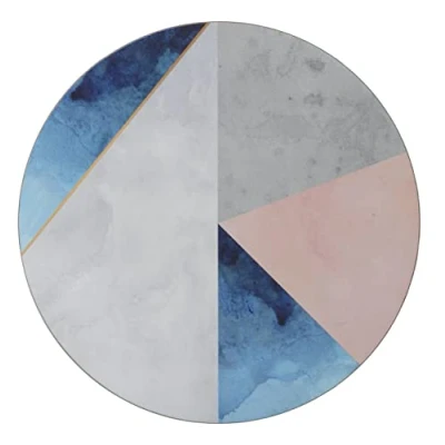 Afbeelding van Creative Tops &#039;Geometrisch Palette&#039; bedrukte ronde placemats met kurk, 29 cm blauw/grijs (Set van 4)