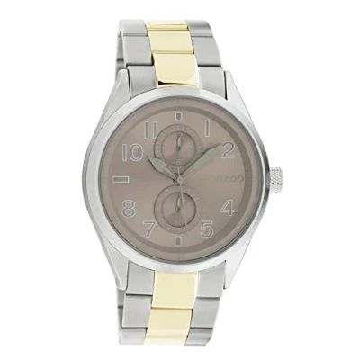 Afbeelding van Oozoo Unisex polshorloge chrono look met roestvrijstalen schakelarmband 42 MM bicolor / grijs C10632, zilver grijs, armband